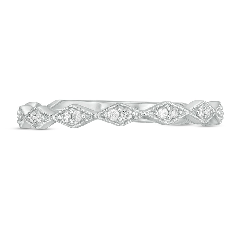 0.05 CT. T.W. Diamond Vintage-Style Art Deco Anniversary Band in 10K White Gold