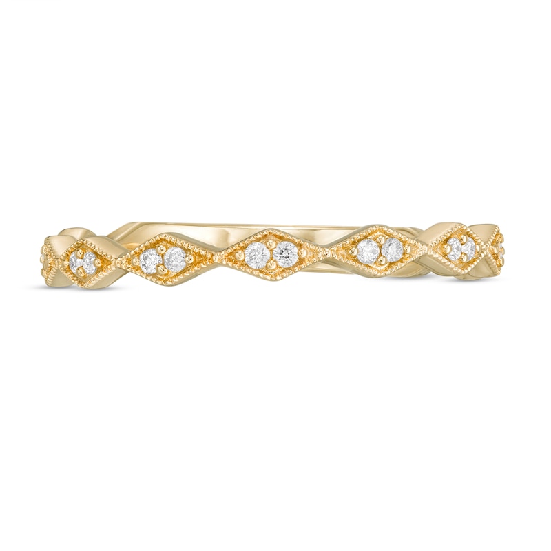 0.05 CT. T.W. Diamond Vintage-Style Art Deco Anniversary Band in 10K Gold