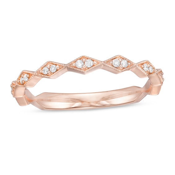 0.05 CT. T.W. Diamond Vintage-Style Art Deco Anniversary Band in 10K Rose Gold