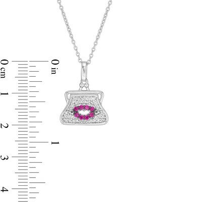 Marilyn Monroe™ Collection Ruby and 0.145 CT. T.W. Diamond Purse with Lips Pendant in Sterling Silver