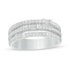 0.50 CT. T.W. Baguette and Round Diamond Triple Row Anniversary Band in 14K White Gold