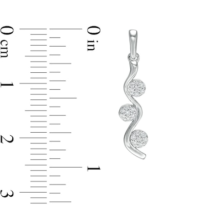 0.15 CT. T.W. Composite Diamond Three Stone Ribbon Drop Earrings in Sterling Silver