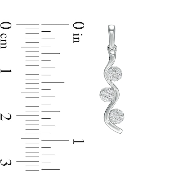 0.15 CT. T.W. Composite Diamond Three Stone Ribbon Drop Earrings in Sterling Silver