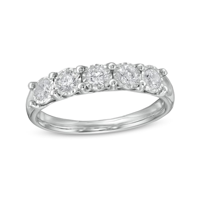 0.50 CT. T.W. Diamond Five Stone Anniversary Band in 10K White Gold