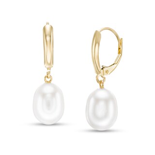 IMPERIAL® 8.0-9.0mm Baroque Freshwater Cultured Pearl Drop Earrings in 14K Gold