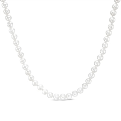 IMPERIAL® 5.0-6.0mm Freshwater Cultured Pearl Strand Necklace with 14K Gold Fish-Hook Clasp-16"