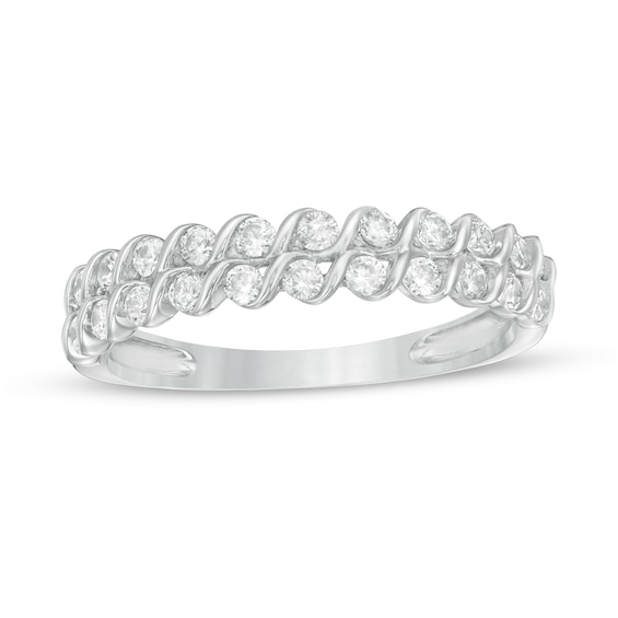 0.50 CT. T.W. Diamond Swirl Double Row Anniversary Band in 10K Gold