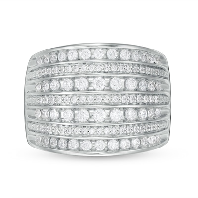 1.00 CT. T.W. Diamond Multi-Row Anniversary Band in 10K White Gold