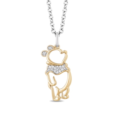 Disney Treasures Winnie the Pooh 0.04 CT. T.W. Diamond Pendant in 10K Gold - 19"