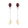 Disney Treasures Winnie the Pooh Garnet and Diamond Accent Balloon Chain Drop Earrings in Sterling Silver and 10K Gold