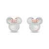 Thumbnail Image 0 of Disney Treasures Minnie Mouse Mother of Pearl and Diamond Outline Stud Earrings in Sterling Silver and 10K Rose Gold