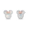 Thumbnail Image 1 of Disney Treasures Minnie Mouse Mother of Pearl and Diamond Outline Stud Earrings in Sterling Silver and 10K Rose Gold