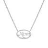 Thumbnail Image 0 of 0.06 CT. T.W. Diamond Sideways Oval "Mom" Necklace in Sterling Silver