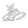 Thumbnail Image 0 of 0.065 CT. T.W. Diamond "MOM" Butterfly Bypass Ring in Sterling Silver