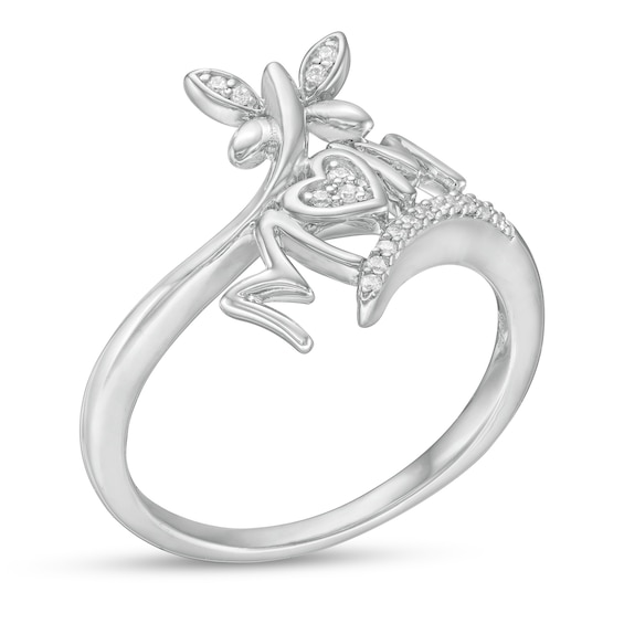 0.065 CT. T.W. Diamond "MOM" Butterfly Bypass Ring in Sterling Silver