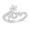 Thumbnail Image 0 of 0.04 CT. T.W. Diamond "MOM" Flower Bypass Ring in Sterling Silver
