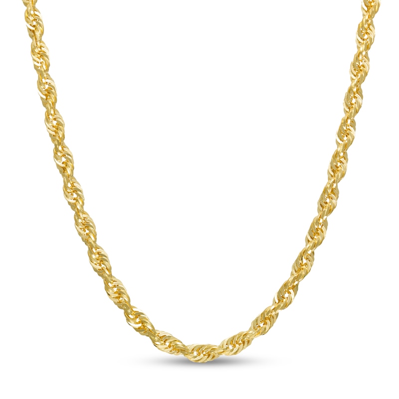 3.8mm Glitter Rope Chain Necklace in Solid 14K Gold - 22"