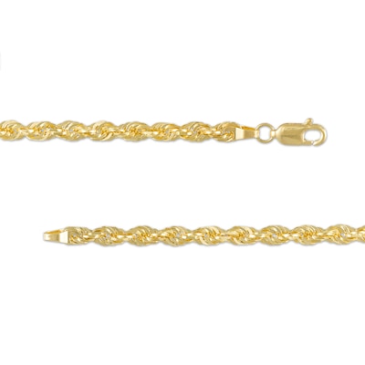 3.8mm Glitter Rope Chain Necklace in Solid 14K Gold - 22"