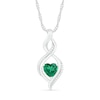 Thumbnail Image 0 of Heart-Shaped Lab-Created Emerald and Diamond Accent Infinity Flame Pendant in Sterling Silver