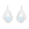 Thumbnail Image 0 of Lab-Created Opal and 0.065 CT. T.W. Diamond Flame Drop Earrings in Sterling Silver