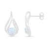 Thumbnail Image 2 of Lab-Created Opal and 0.065 CT. T.W. Diamond Flame Drop Earrings in Sterling Silver