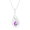 Thumbnail Image 0 of Pear-Shaped Amethyst and Diamond Accent Flame Frame Pendant in Sterling Silver