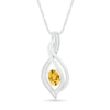 Oval Citrine and 0.04 CT. T.W. Diamond Flame Drop Pendant in Sterling Silver