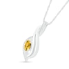 Thumbnail Image 1 of Oval Citrine and 0.04 CT. T.W. Diamond Flame Drop Pendant in Sterling Silver