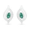 Thumbnail Image 0 of Oval Lab-Created Emerald and 0.04 CT. T.W. Diamond Bypass Flame Stud Earrings in Sterling Silver