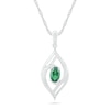 Thumbnail Image 0 of Oval Lab-Created Emerald and 0.065 CT. T.W. Diamond Bypass Flame Pendant in Sterling Silver
