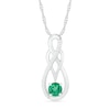 Thumbnail Image 0 of 5.0mm Lab-Created Emerald and 0.04 CT. T.W. Diamond Braid Infinity Pendant in Sterling Silver