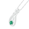 Thumbnail Image 1 of 5.0mm Lab-Created Emerald and 0.04 CT. T.W. Diamond Braid Infinity Pendant in Sterling Silver