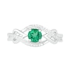 Thumbnail Image 1 of Lab-Created Emerald and 0.04 CT. T.W. Diamond Layered Braid Ring in Sterling Silver