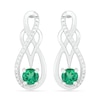 Thumbnail Image 0 of Lab-Created Emerald and 0.04 CT. T.W. Diamond Infinity Overlay Drop Earrings in Sterling Silver