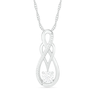 White Lab-Created Sapphire and 0.04 CT. T.W. Diamond Overlay Infinity Pendant in Sterling Silver