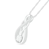 Thumbnail Image 1 of White Lab-Created Sapphire and 0.04 CT. T.W. Diamond Overlay Infinity Pendant in Sterling Silver