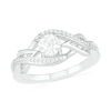 5.0mm White Lab-Created Sapphire and 0.04 CT. T.W. Diamond Layered Infinity Braid Ring in Sterling Silver