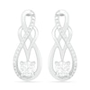 Thumbnail Image 0 of White Lab-Created Sapphire and 0.04 CT. T.W. Diamond Infinity Overlay Drop Earrings in Sterling Silver