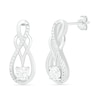 Thumbnail Image 1 of White Lab-Created Sapphire and 0.04 CT. T.W. Diamond Infinity Overlay Drop Earrings in Sterling Silver