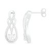 White Lab-Created Sapphire and 0.04 CT. T.W. Diamond Infinity Overlay Drop Earrings in Sterling Silver