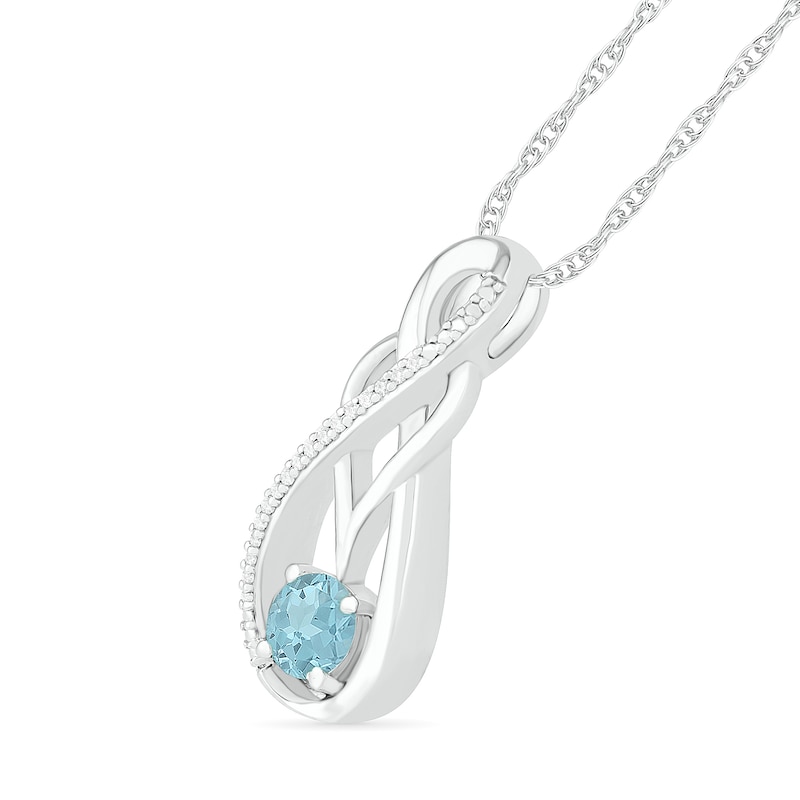 Aquamarine and 0.04 CT. T.W. Diamond Overlay Infinity Pendant in Sterling Silver|Peoples Jewellers