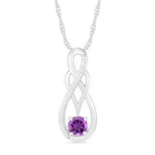 Amethyst and 0.04 CT. T.W. Diamond Overlay Infinity Pendant in Sterling Silver