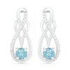 Aquamarine and 0.04 CT. T.W. Diamond Infinity Overlay Drop Earrings in Sterling Silver