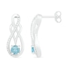 Aquamarine and 0.04 CT. T.W. Diamond Infinity Overlay Drop Earrings in Sterling Silver