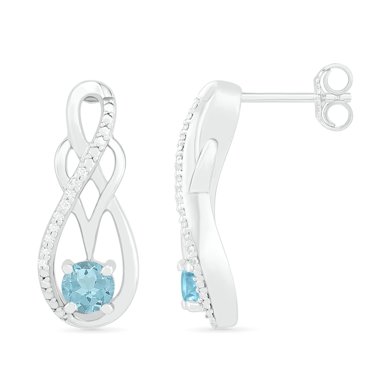Aquamarine and 0.04 CT. T.W. Diamond Infinity Overlay Drop Earrings in Sterling Silver|Peoples Jewellers