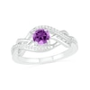 5.0mm Amethyst and 0.04 CT. T.W. Diamond Layered Infinity Braid Ring in Sterling Silver