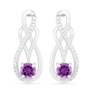 Amethyst and 0.04 CT. T.W. Diamond Infinity Overlay Drop Earrings in Sterling Silver