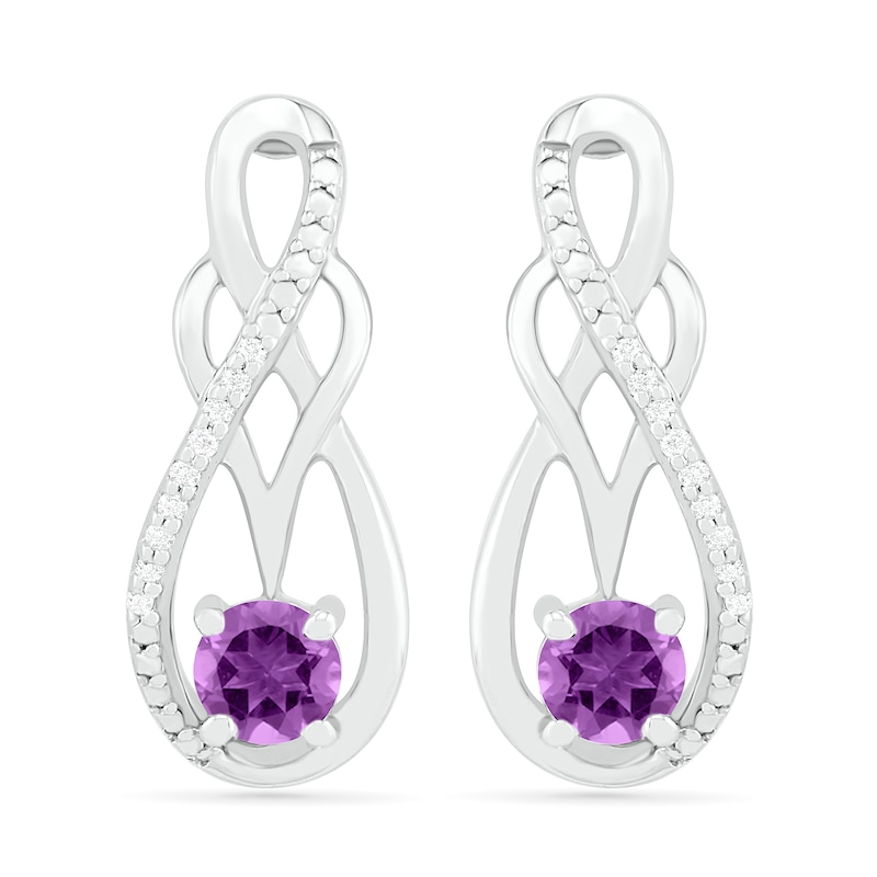 Amethyst and 0.04 CT. T.W. Diamond Infinity Overlay Drop Earrings in Sterling Silver|Peoples Jewellers