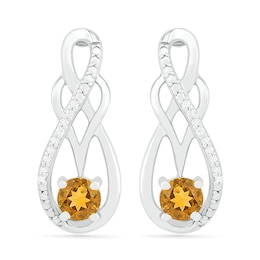 Citrine and 0.04 CT. T.W. Diamond Infinity Overlay Drop Earrings in Sterling Silver