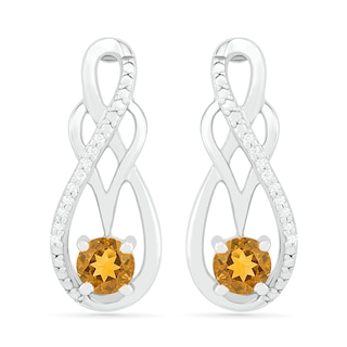 Citrine and 0.04 CT. T.W. Diamond Infinity Overlay Drop Earrings in Sterling Silver